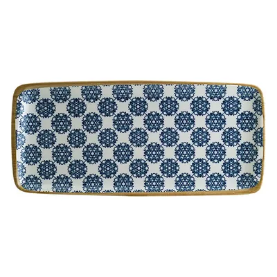 Блюдо сервировочное «Калиф Лотус» прямоугольное фарфор ,L=34,B=16см белый,синий
