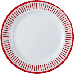 Plate “Mezen” Classic Fence flat porcelain D=19,H=2cm white,red