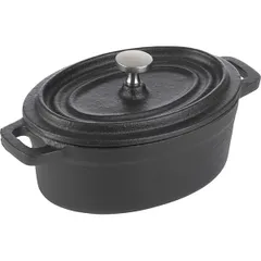 Кастрюля для запекания «Эмбер Каст Мэтт» с крышкой чугун 250мл ,H=70,L=125,B=90мм черный