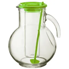 Jug “Kufra” with cooler  glass  2 l  clear, green.