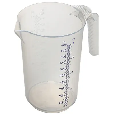 Стакан мерный с ручкой полипроп. 1л D=10,H=18см прозр., изображение 2
