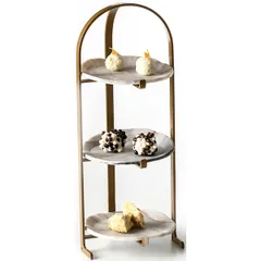 3-tier shelf with plates  glass  D=12, H=33, L=13, B=13 cm  gray