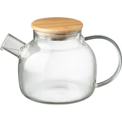 Kettle “Prootel” thermost.glass,wood 1l D=13,H=13,L=21cm clear,hot tree