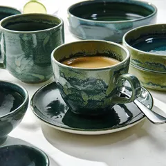 Салатник для комплимента «Аврора Везувиус Бернт Эмералд» фарфор 50мл D=7см бежев.,зелен., изображение 4