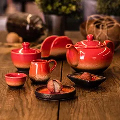 Сахарница «Агат» фарфор 200мл D=93,H=75мм красный, изображение 2