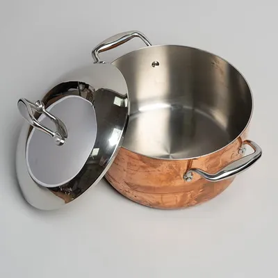 Кастрюля с крышкой 3-х слойная медь сталь нерж.,алюмин. 6л D=24,H=13,5см арт. 04012943, изображение 4