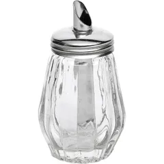 Sugar bowl-dispenser “Mini”  glass, stainless steel  150 ml  D=6, H=12, L=6, B=6 cm  transparent, metal.