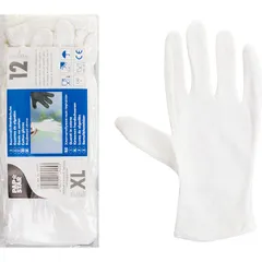 Gloves size (XL) 12 pairs cotton ,H=3,L=240,B=110mm white