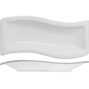 Блюдо «Кунстверк» прямоугольное волна фарфор ,H=50,L=380,B=158мм белый