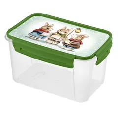 Контейнер для продуктов «Зайки» с крышкой полипроп. 1,5л ,H=10,5,L=18,6,B=12,2см прозр.,зелен.