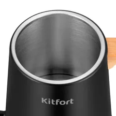 Чайник для приготовления кофе с контролем температуры сталь нерж. 1л D=22,H=21см 1,2Квт черный,дерев, изображение 4