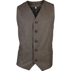 Vest men's size 48 brown checkered  polyester, cotton