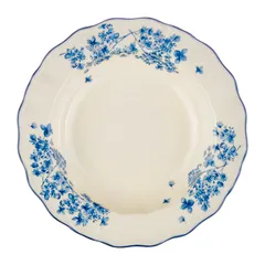 Тарелка глубокая «Фиори» фарфор 400мл D=220,H=45мм слон.кость,синий