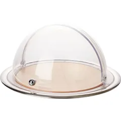 Поднос фуршетный для сыра с крышкой сталь,дерево D=45,H=23см металлич.,бежев.