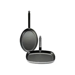 Сковорода овал. «Шок Классик» алюмин.,тефлон ,H=8,L=36,B=26см черный,серебрян., изображение 2