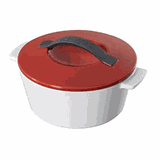 Кастрюля для запекания с крышкой фарфор 0,5л D=136,H=85мм белый,красный