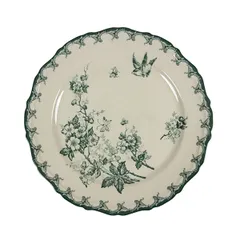 Тарелка «Боярышник» плоская керамика D=225,H=20мм белый,зелен.