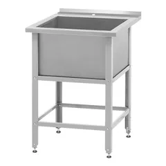 Ванна моечная «Base» ВМСб-530 с полкой для смесителя (1 чаша, 1 отверстие) сталь нерж. ,H=86,L=53,B=