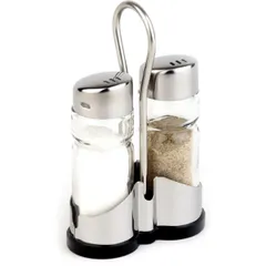 Set for spices salt, pepper  glass, stainless steel , H=13, L=8, B=4 cm