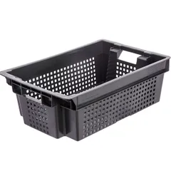 Perforated food box  polyethylene , H=20, L=60, B=40cm  black