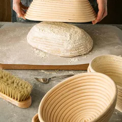 Корзина для расстойки теста круглая на 0,5кг ротанг D=190,H=85мм бежев., изображение 2