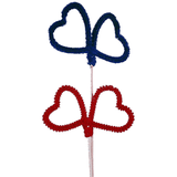 Украшения на шпажках «Сердечки»[50шт] синель,дерево ,L=23,5см разноцветн.