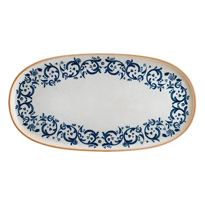 Блюдо сервировочное «Виенто» овальное фарфор ,L=30,B=15,5см белый,синий