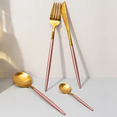 Вилка столовая «Стил Пинк Голд Мэтт» сталь нерж. ,L=220,B=27мм золотой,розов., изображение 2