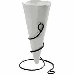 Cone for French fries "Roos"  porcelain, metal  D=8, H=17cm  white, black