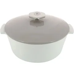 Baking pan with lid “Revolution”  ceramics  3.4 l  D=26, H=14.5 cm  white, light brown.