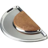 Semicircular bar board  stainless steel, natural cork  D=34, B=17cm  silver, beige.