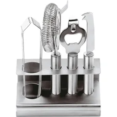 Bar set on a stand (5 items)  stainless steel , H=7, L=13, B=5cm  silver.