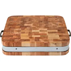 Колода разделочная настольная бук ,H=10,L=50,B=50см св. дерево,стальной, изображение 3