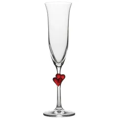 Flute glass “L'amor”  christmas glass  175 ml  D=70, H=242 mm  clear, red