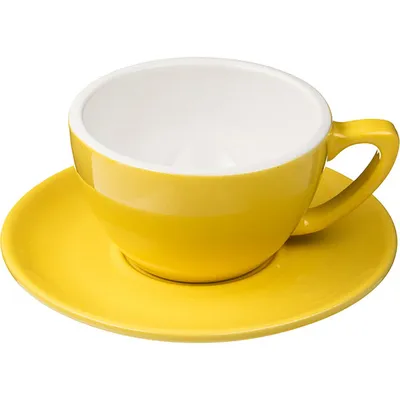 Чашка кофейная «Пур-Амор» фарфор 200мл D=97/50,H=60,L=125мм желт.,белый, изображение 6