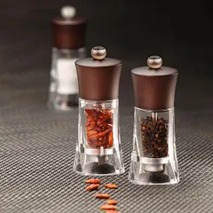 Мельница для соли «Олерон» металлический механизм акрил,бук D=6,H=14см прозр.,шоколад., изображение 3