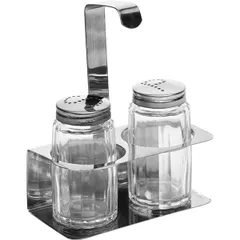 Set for spices salt+pepper stainless steel, glass ,H=10,L=10,B=5cm silver.