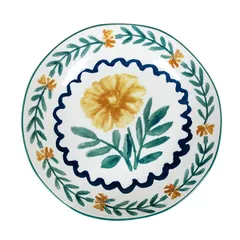 Тарелка глубокая «Луга» Цветок керамика 0,7л D=215,H=43мм белый,разноцветн., изображение 2
