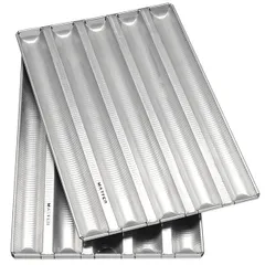 Mold for baking baguettes (5 cells)  aluminum , H=3, L=60, B=40 cm  silver.