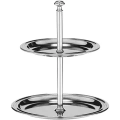 2-tier cake stand d=11/14cm  chrome steel  H=16cm  metal.