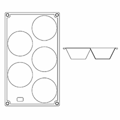 Confectionery mold “Hemisphere” 5 cells  silicone  D=80, H=40, L=175, B=300mm