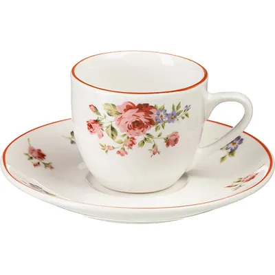 Набор посуды «Поэма Камарг» кофейная пара (чашка + блюдце)[6шт] фарфор 100мл D=6/12,H=5см белый,розо, изображение 5
