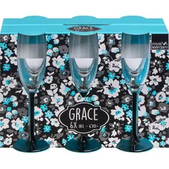 Flute glass “Grace”[6pcs] glass 180ml D=49,H=215mm clear.