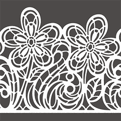 Border for cake “Daisies” 3 stripes on sheet 4  silicone , H=88, L=388mm