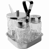 Набор для специй «Фасетте» горчичница, солонка, перечница+подставка стекло,сталь нерж. ,H=30см