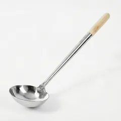 Половник с деревянной ручкой сталь нерж.,дерево 270мл D=125,H=45,L=490мм металлич.,деревян.