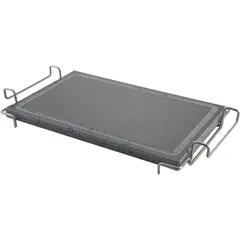 Камень д/подачи горячих блюд+подставка  нат.камень ,H=5,L=37/44,B=23см серый,металлич.