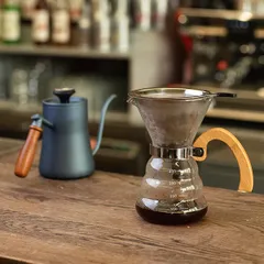 Воронка (пуровер) с сервером стекло,сталь нерж. 400мл D=12,H=17,5см прозр., изображение 4