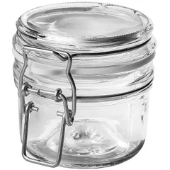 Round jar with lid  glass, metal  170 ml  D=8, H=11 cm  clear.