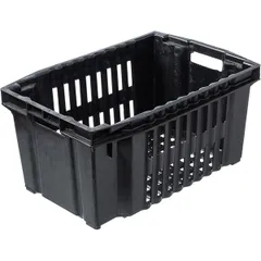 Ящик для продуктов перфорированный с ручками (от 0 до +50°C) полиэтилен 38л ,H=26,L=54,B=36см черный, изображение 2